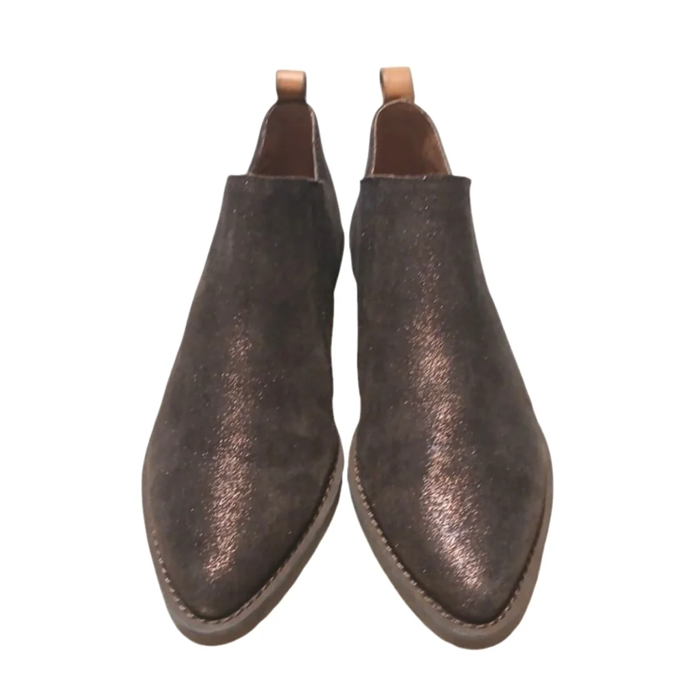 NEW Gentle Soles Metallic Brown Ankle Boots Womens Slip-on Brown Booties Sze 7 M